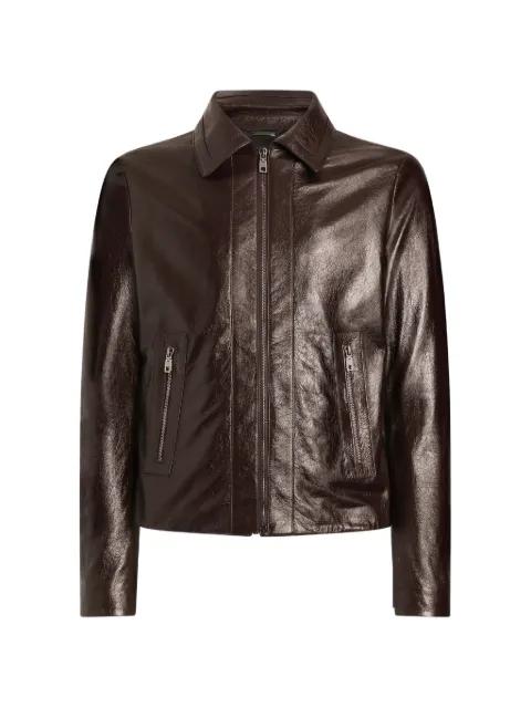 intarsia leather jacket by DOLCE&GABBANA
