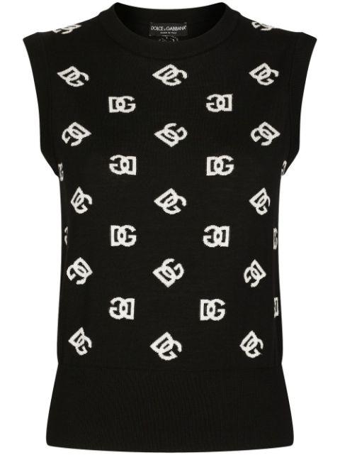 intarsia-logo knitted vest top by DOLCE&GABBANA