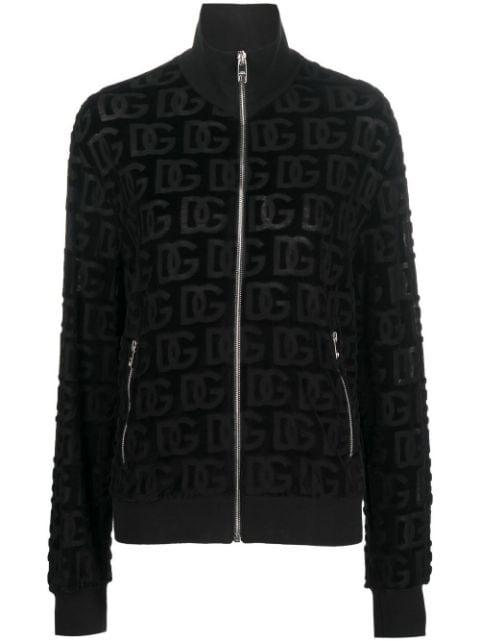 jacquard-logo zip-up sweatshirt by DOLCE&GABBANA