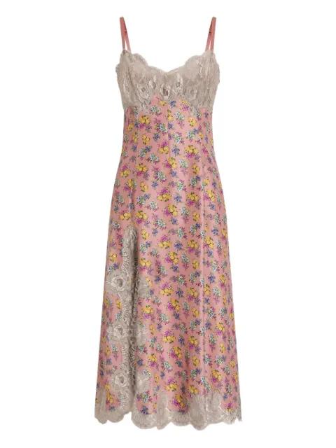 lace-detail floral-print midi dress by DOLCE&GABBANA