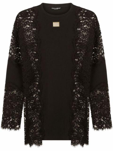 lace-detail long-sleeve T-shirt by DOLCE&GABBANA