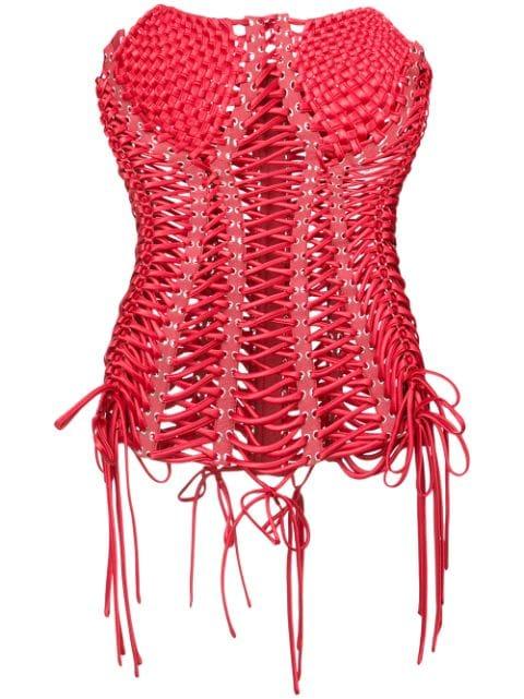 lace-detail satin corset top by DOLCE&GABBANA