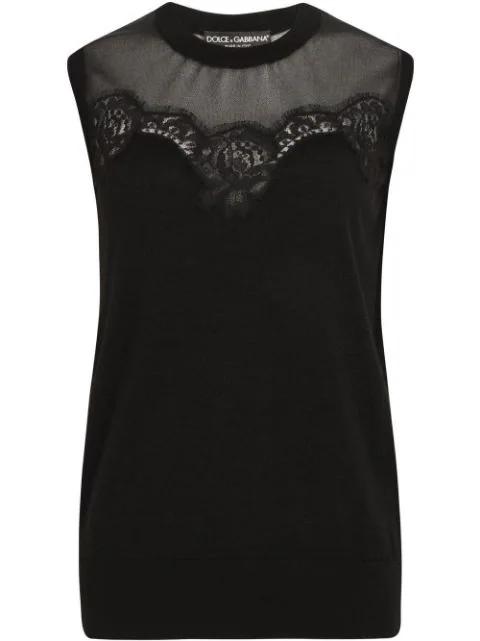 lace-detail sleeveless jumper by DOLCE&GABBANA