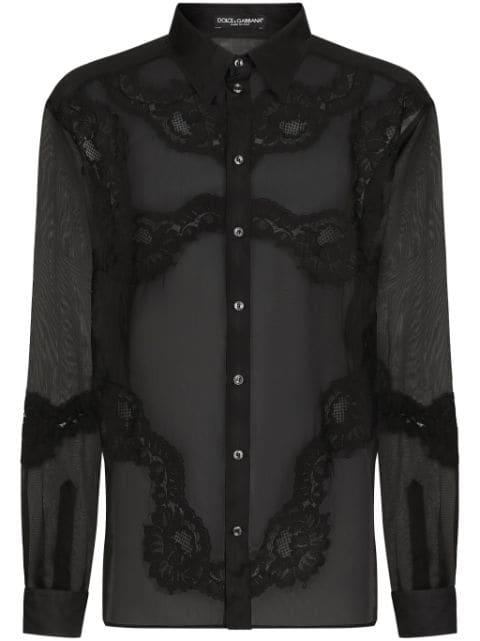 lace-embellished sheer organza shirt by DOLCE&GABBANA