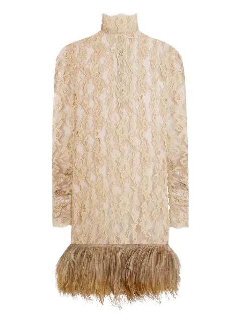 lace feather mini dress by DOLCE&GABBANA