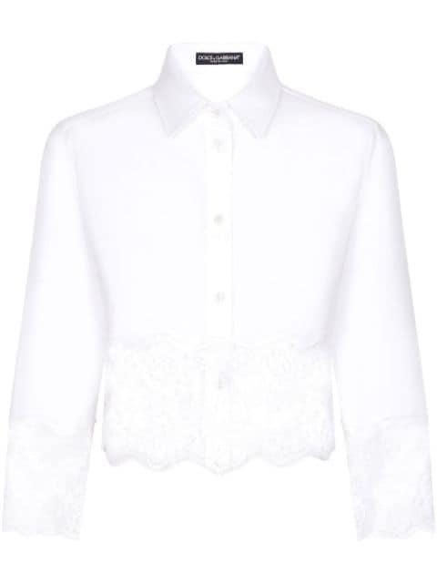 lace-insert crop poplin shirt by DOLCE&GABBANA