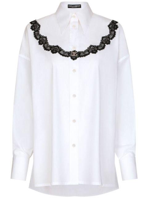 lace-insert poplin shirt by DOLCE&GABBANA