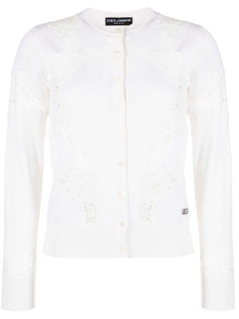 lace-inserts buttoned cardigan by DOLCE&GABBANA