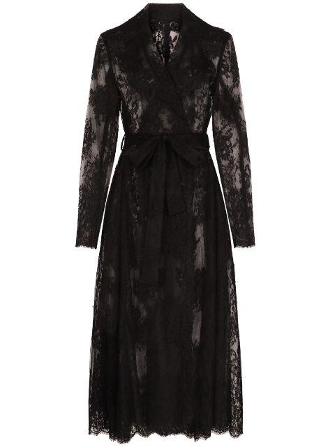 lace-panel long-sleeve coat by DOLCE&GABBANA