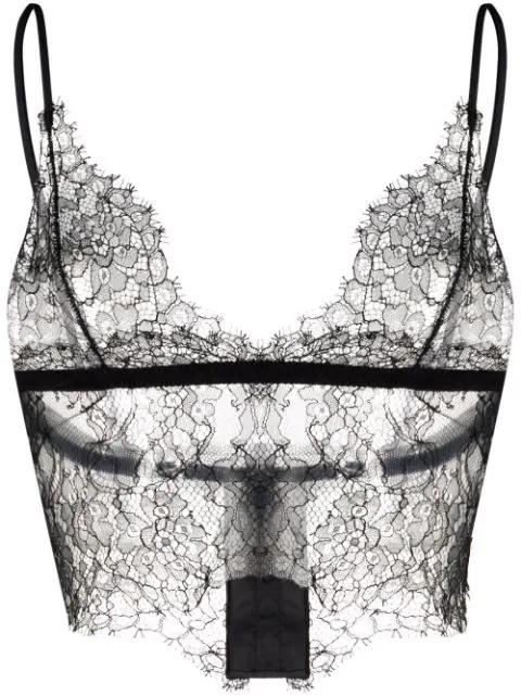 lace-panel spaghetti-strap bralette by DOLCE&GABBANA
