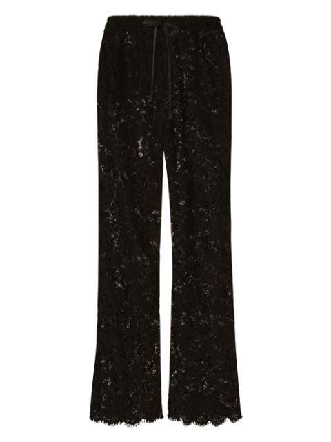 lace-panelling semi-sheer trousers by DOLCE&GABBANA