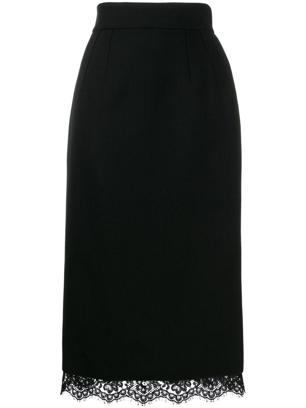 lace-trim basketweave midi skirt by DOLCE&GABBANA