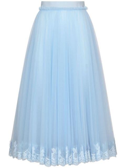 lace-trim flared midi skirt by DOLCE&GABBANA