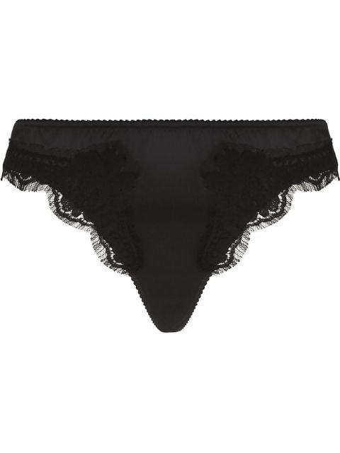 lace-trim satin thong by DOLCE&GABBANA