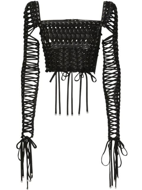 lace-up detailed bustier blouse by DOLCE&GABBANA