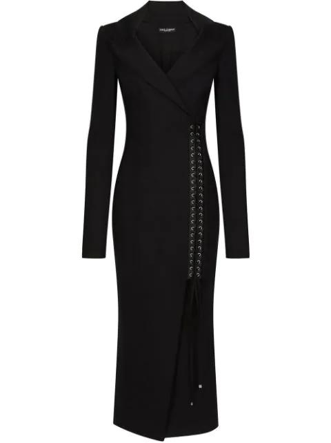 lace-up midi coat dress by DOLCE&GABBANA