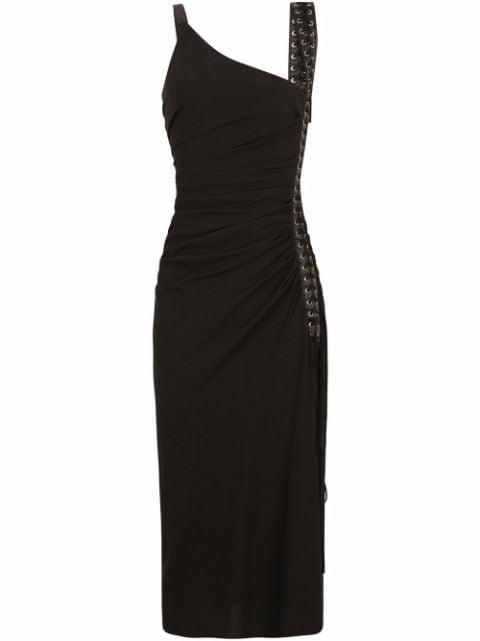 lace-up ruched dress by DOLCE&GABBANA