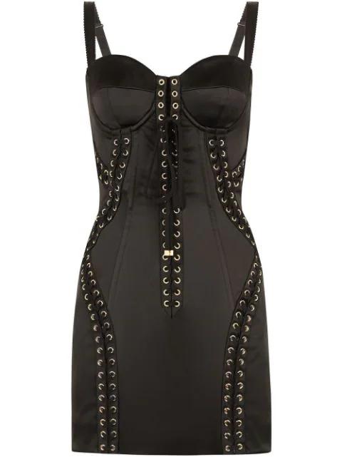 lace-up satin minidress by DOLCE&GABBANA