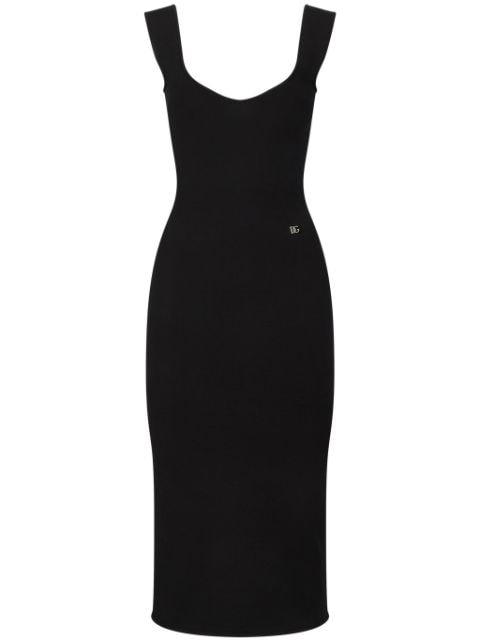 layered-neck midi dress by DOLCE&GABBANA