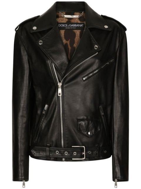 leather biker jacket by DOLCE&GABBANA