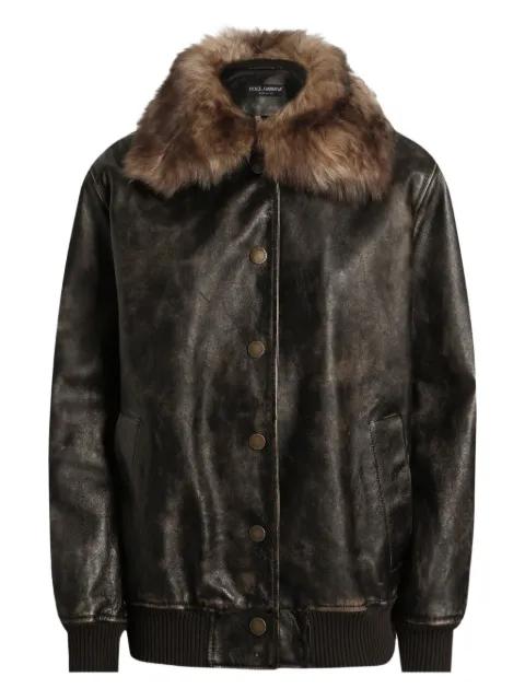 leather bomber jacket by DOLCE&GABBANA