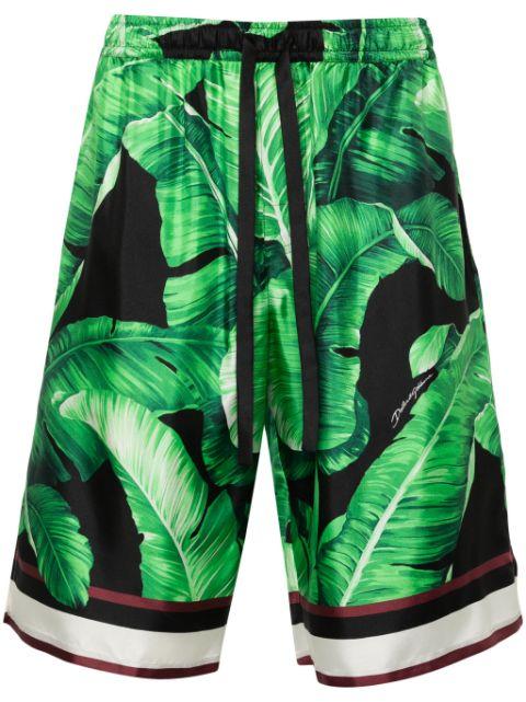 leaves-print silk shorts by DOLCE&GABBANA