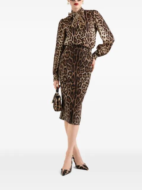 leo-print cady skirt by DOLCE&GABBANA