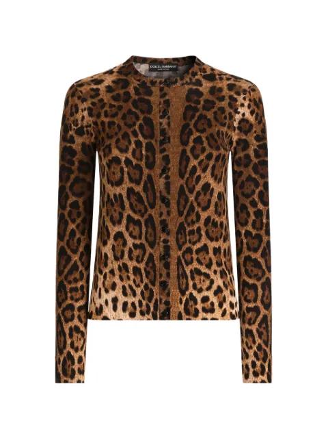 leo-print wool cardigan by DOLCE&GABBANA