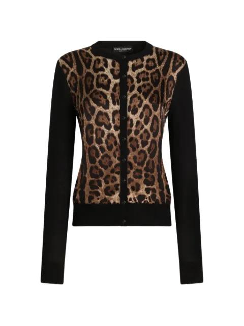 leo-print wool cardigan by DOLCE&GABBANA