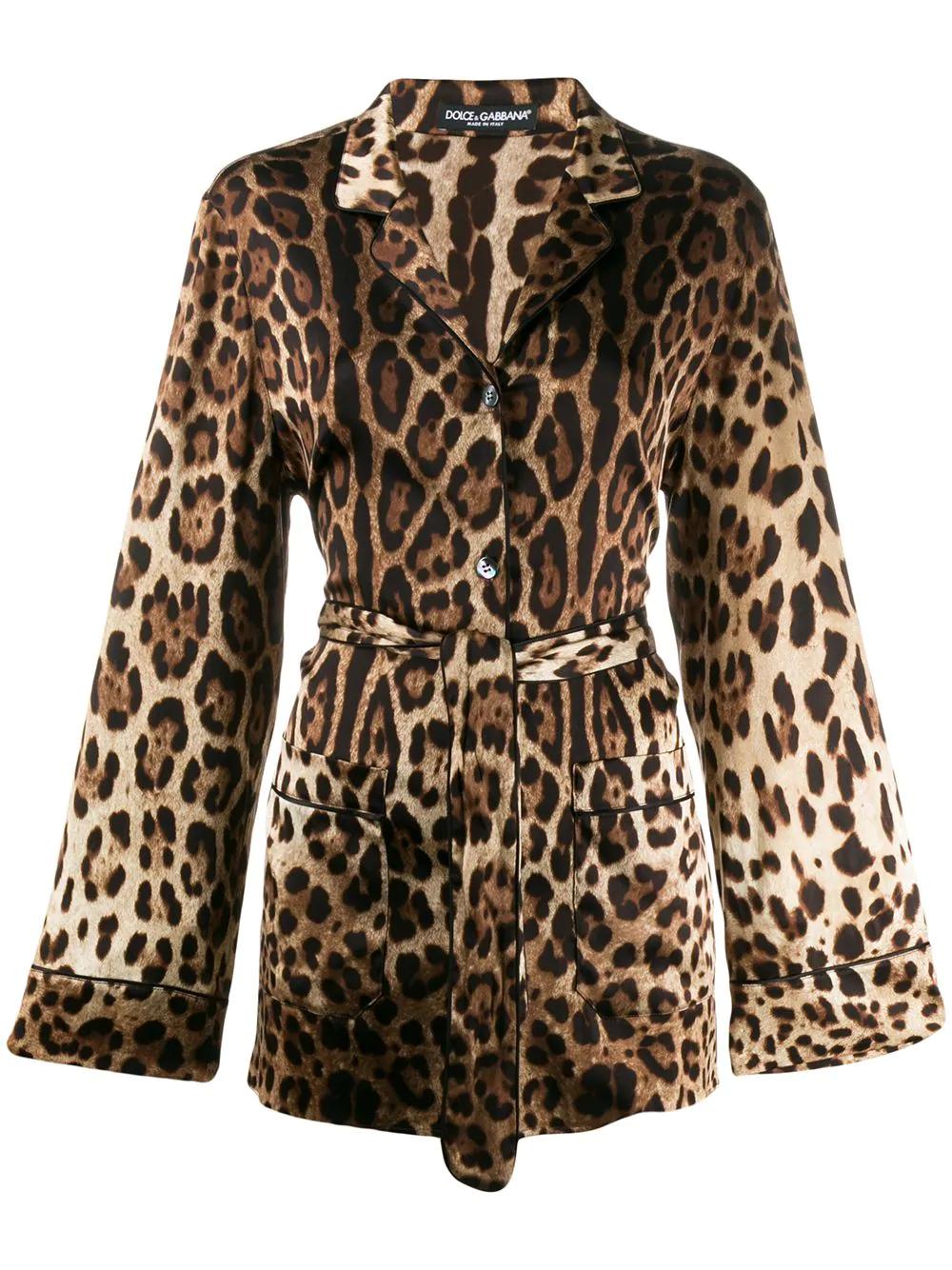 leopard-print belted pajama shirt by DOLCE&GABBANA