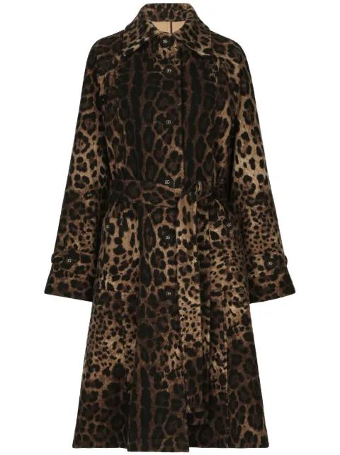 leopard-print belted single-breasted coat by DOLCE&GABBANA