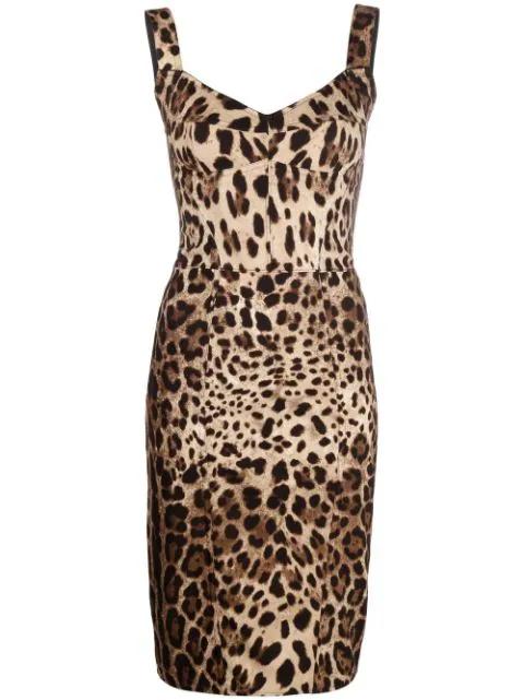 leopard-print corset midi dress by DOLCE&GABBANA