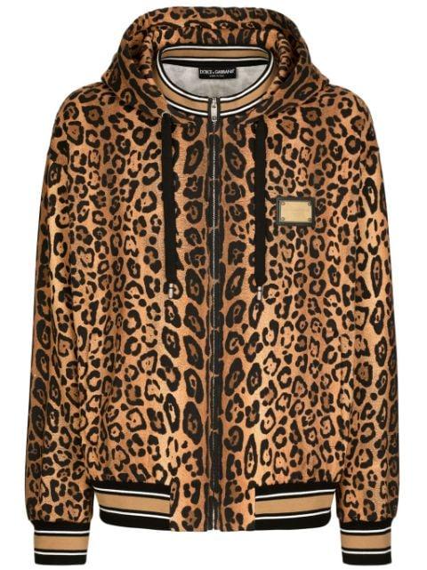 leopard-print cotton hoodie by DOLCE&GABBANA