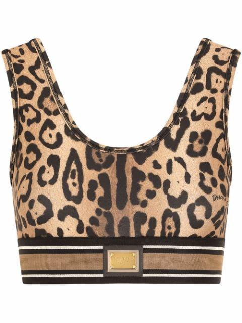 leopard-print crop top by DOLCE&GABBANA