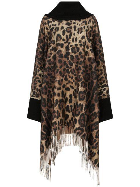 leopard-print fringed poncho by DOLCE&GABBANA
