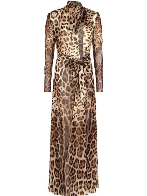 leopard-print georgette maxi dress by DOLCE&GABBANA