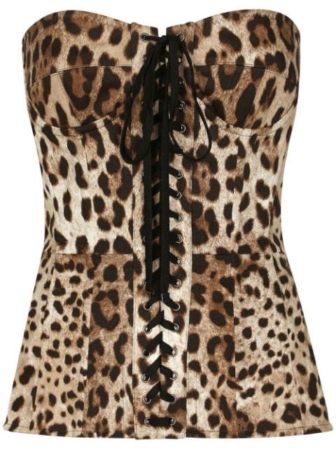 leopard-print lace-up corset by DOLCE&GABBANA