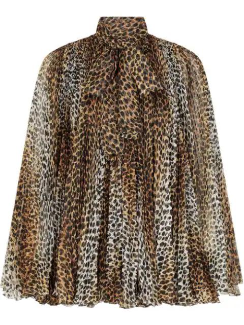 leopard print pleated mini dress by DOLCE&GABBANA