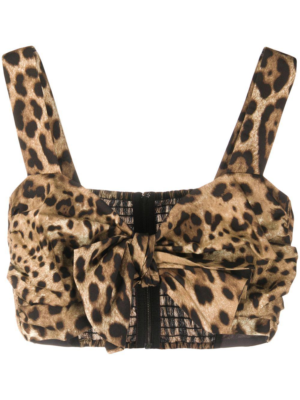 leopard-print poplin crop top by DOLCE&GABBANA