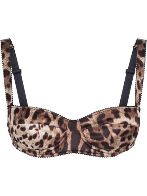 leopard-print satin balconette bra by DOLCE&GABBANA