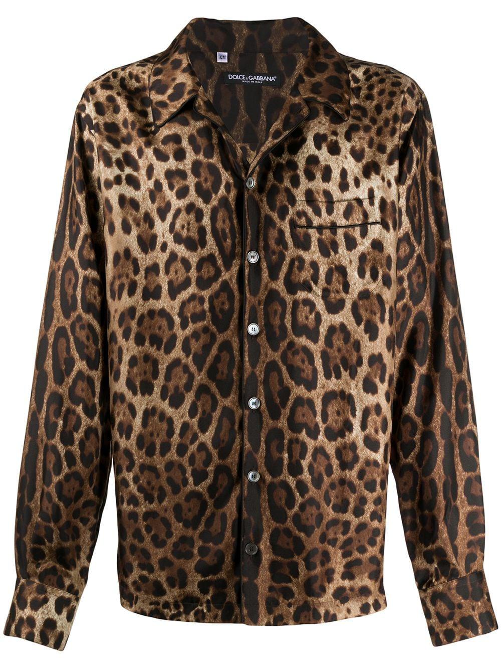 leopard-print silk pajama shirt by DOLCE&GABBANA
