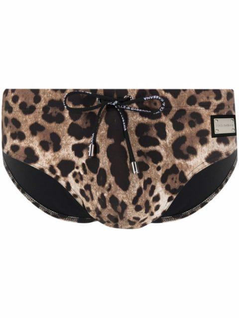 leopard-print swim briefs by DOLCE&GABBANA