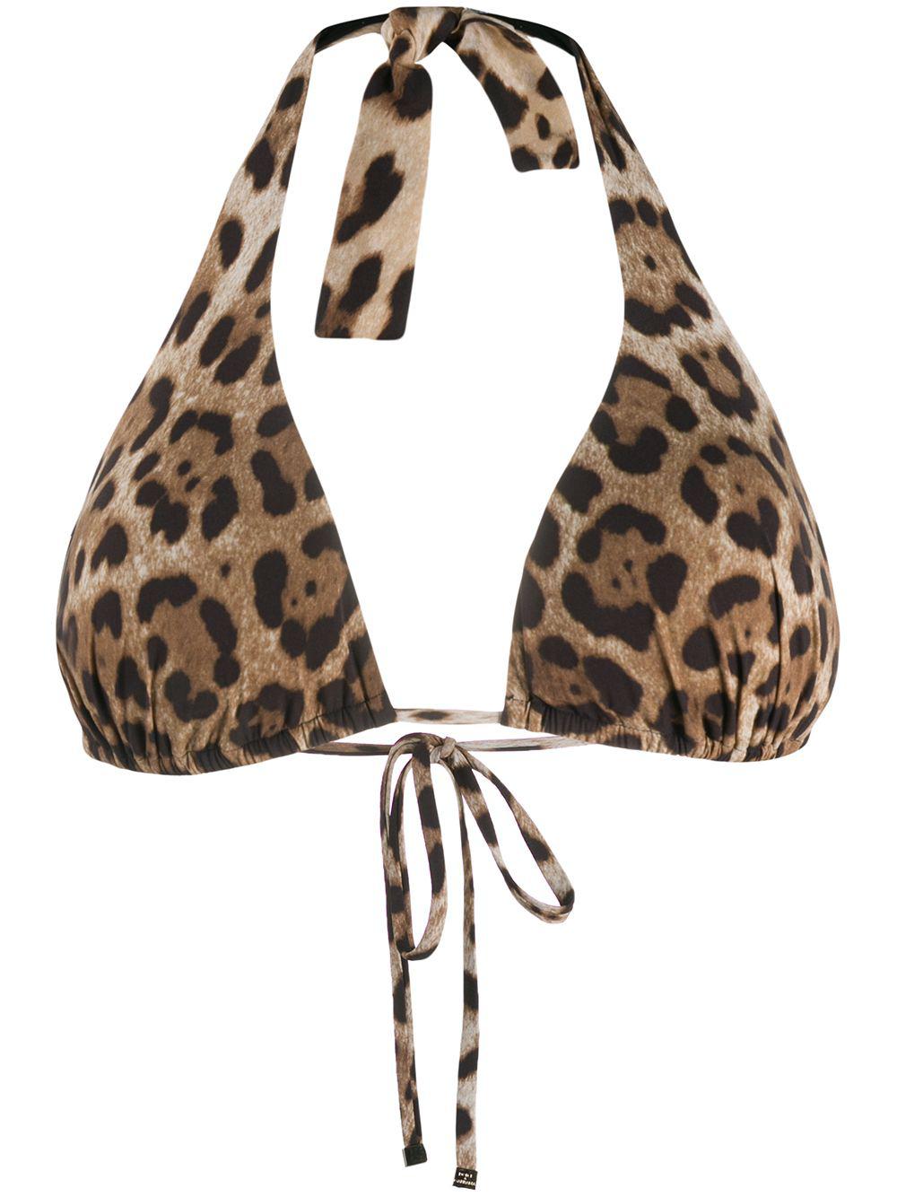 leopard-print triangle bikini top by DOLCE&GABBANA