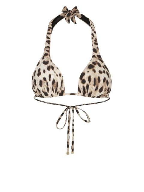 leopard-print triangle bikini top by DOLCE&GABBANA