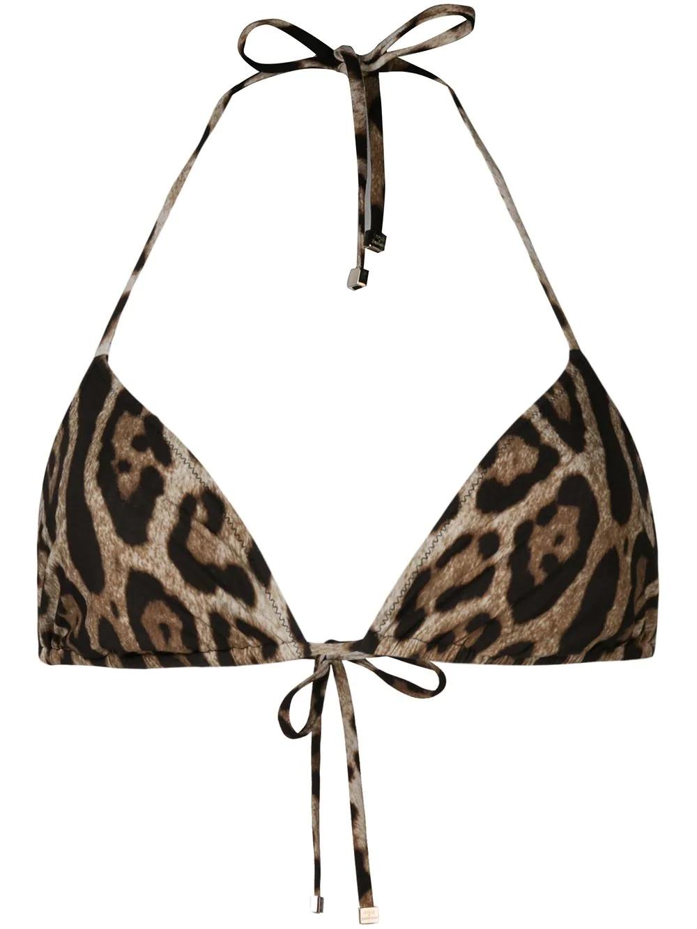 leopard-print triangle bikini top by DOLCE&GABBANA