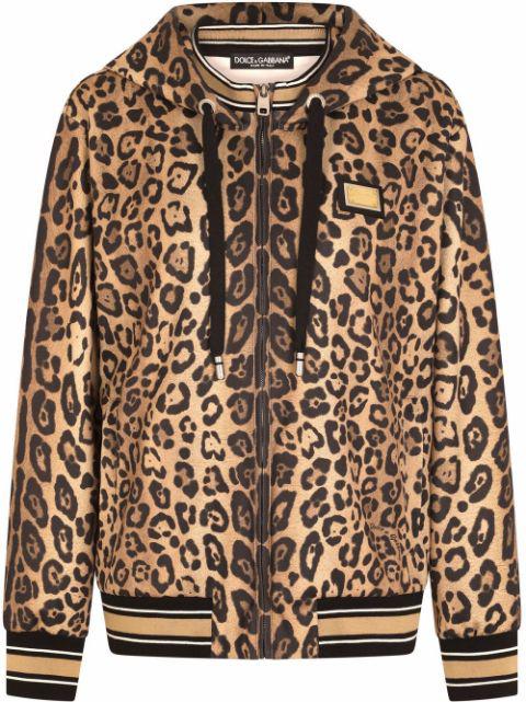 leopard-print zip-up hoodie by DOLCE&GABBANA