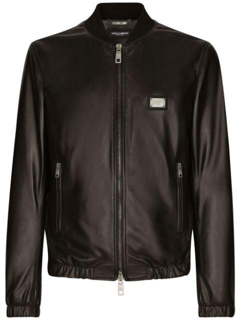 logo-appliqué leather jacket by DOLCE&GABBANA