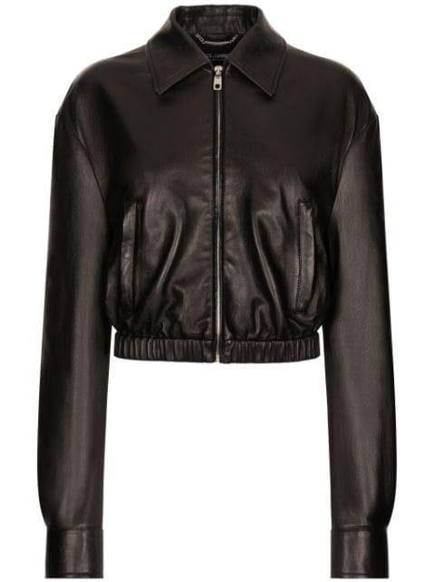 logo-appliqué leather jacket by DOLCE&GABBANA