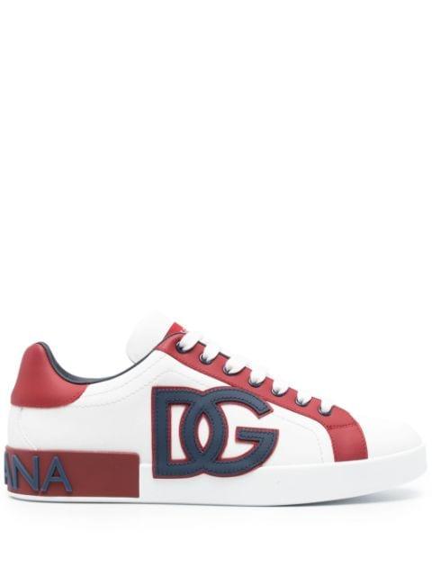 logo-appliqué leather sneakers by DOLCE&GABBANA