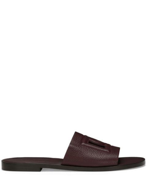 logo-embellished deerskin slides by DOLCE&GABBANA
